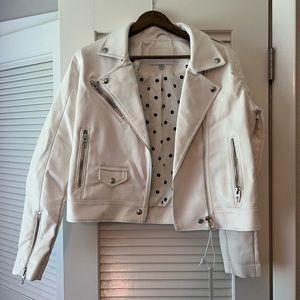 NWT White Vegan Leather Moto Jacket